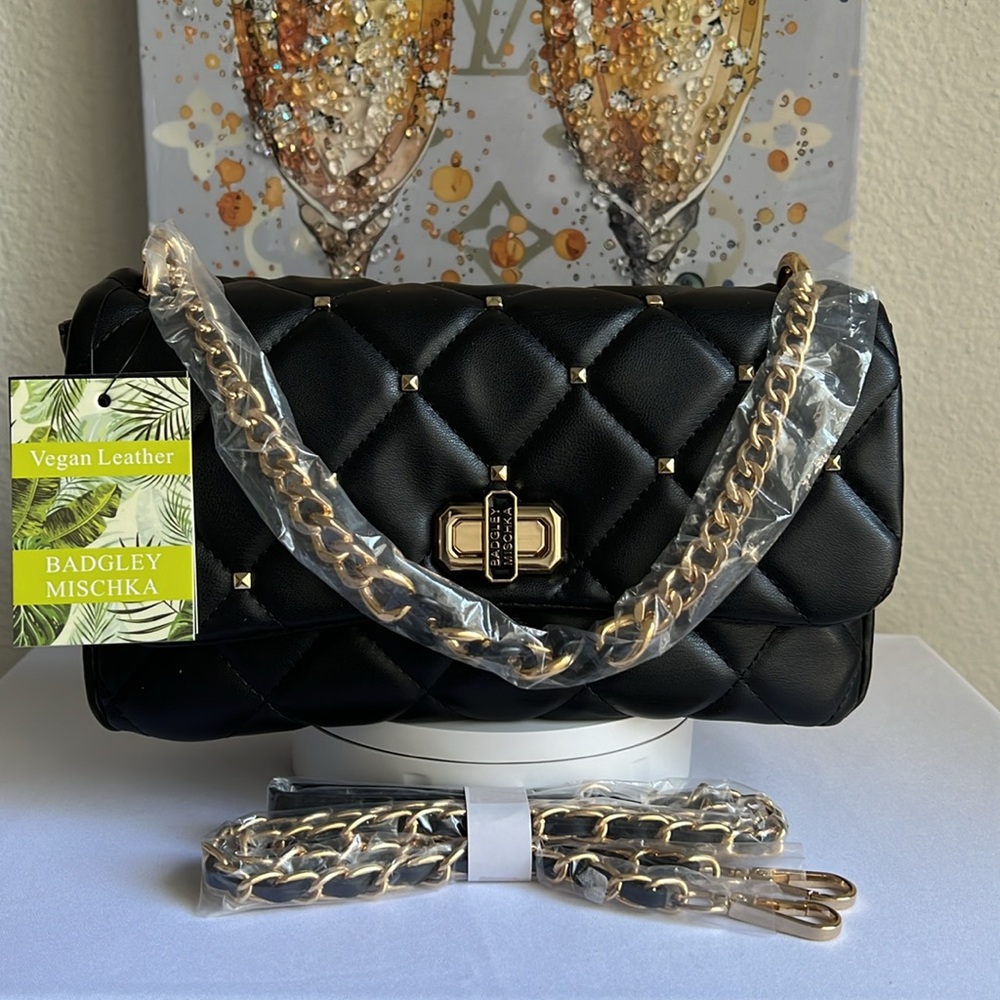BADGLEY MISCHKA Diamond Quilted & Studs On Cover Crossbody